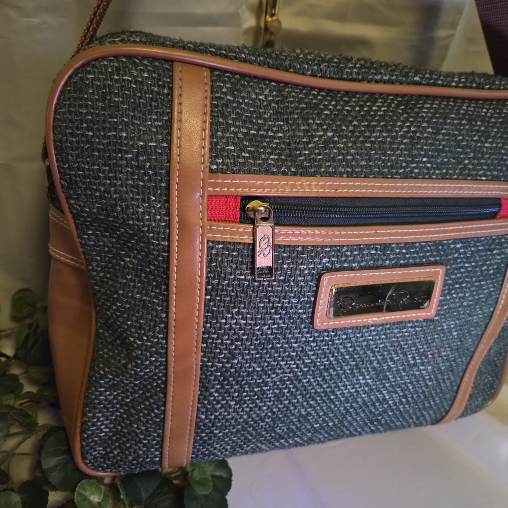 Oscar de la Renta Vintage Tweed Travel Shoulder Bag Carry On Luggage - Picture 2 of 16
